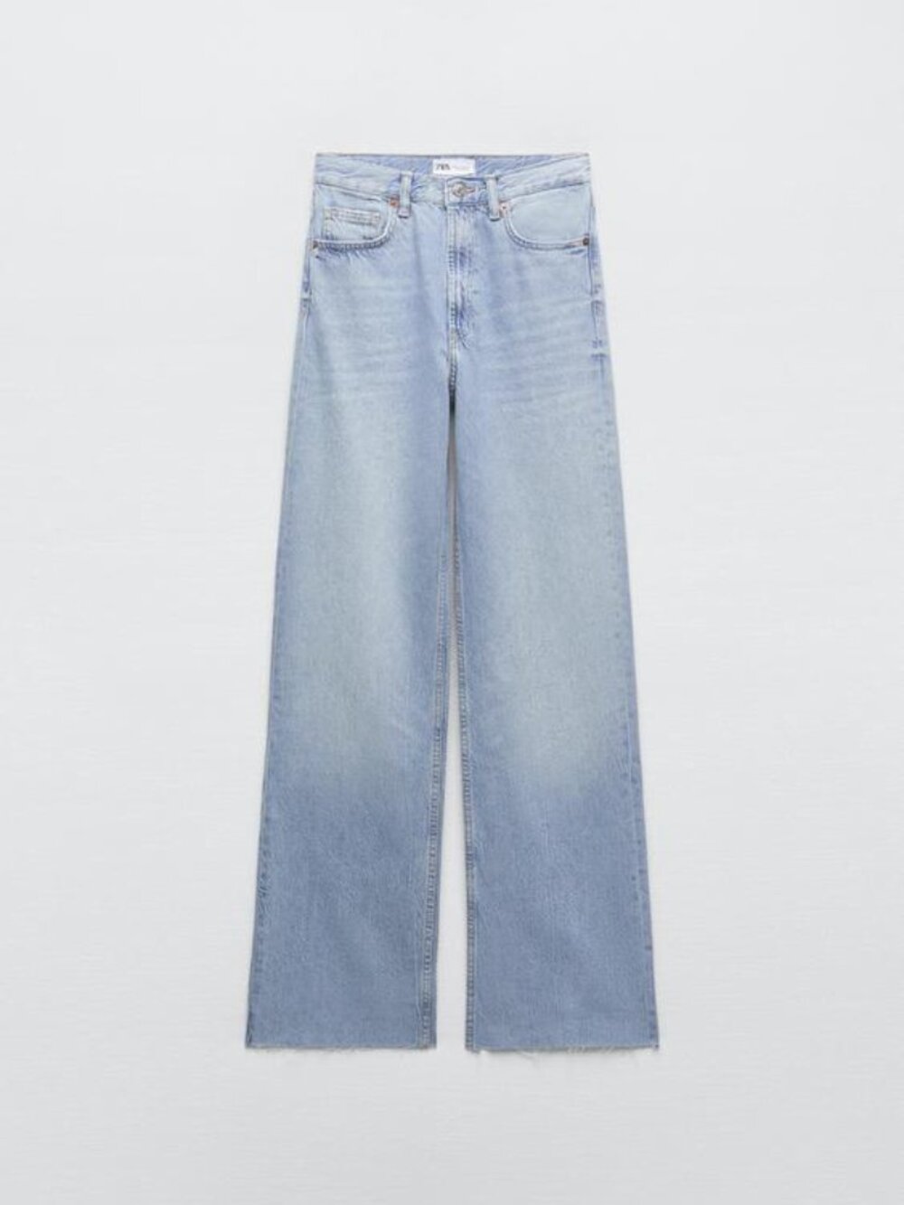 ZARA FULL LENGTH TRF HIGH RISE WIDE LEG JEANS LIGHT BLUE P20